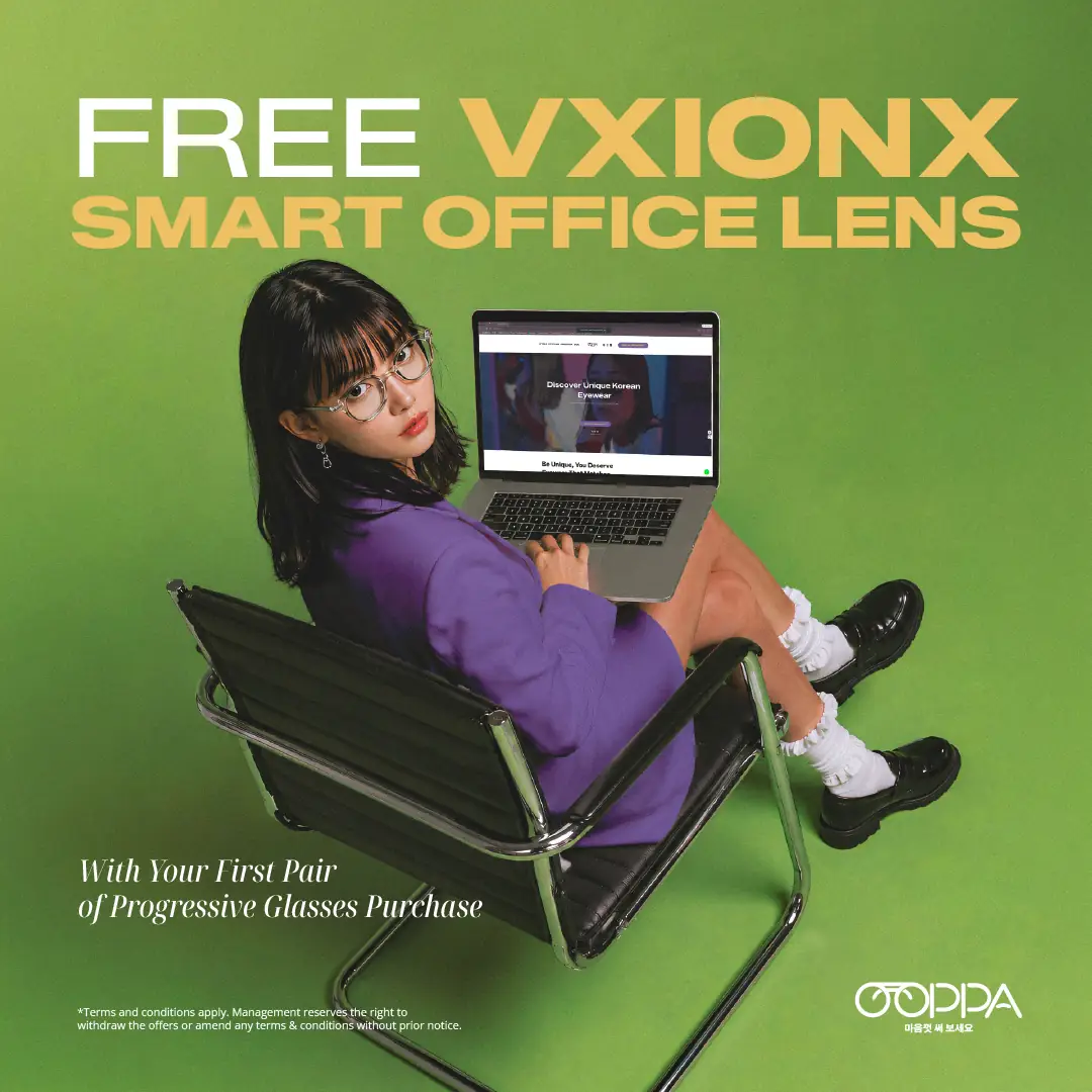OOPPA Malaysia Static optical and eyewear ad: Showcase ad: free vxionx smart office lens