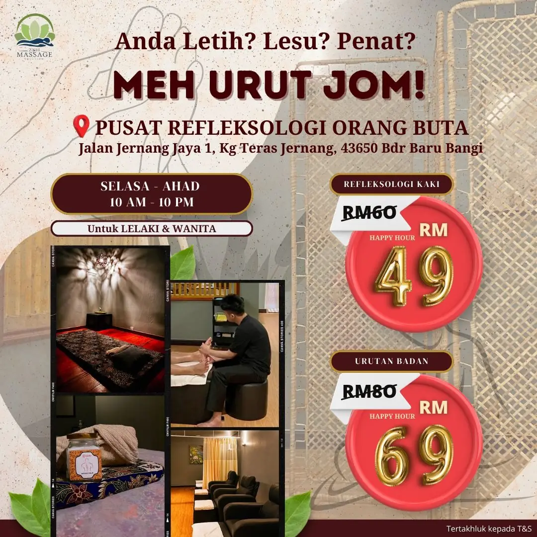 Pusat Urut Orang Buta Bangi -ZNH Massage Solution Dynamic spa and wellness ad: Showcase ad for meh urut jom