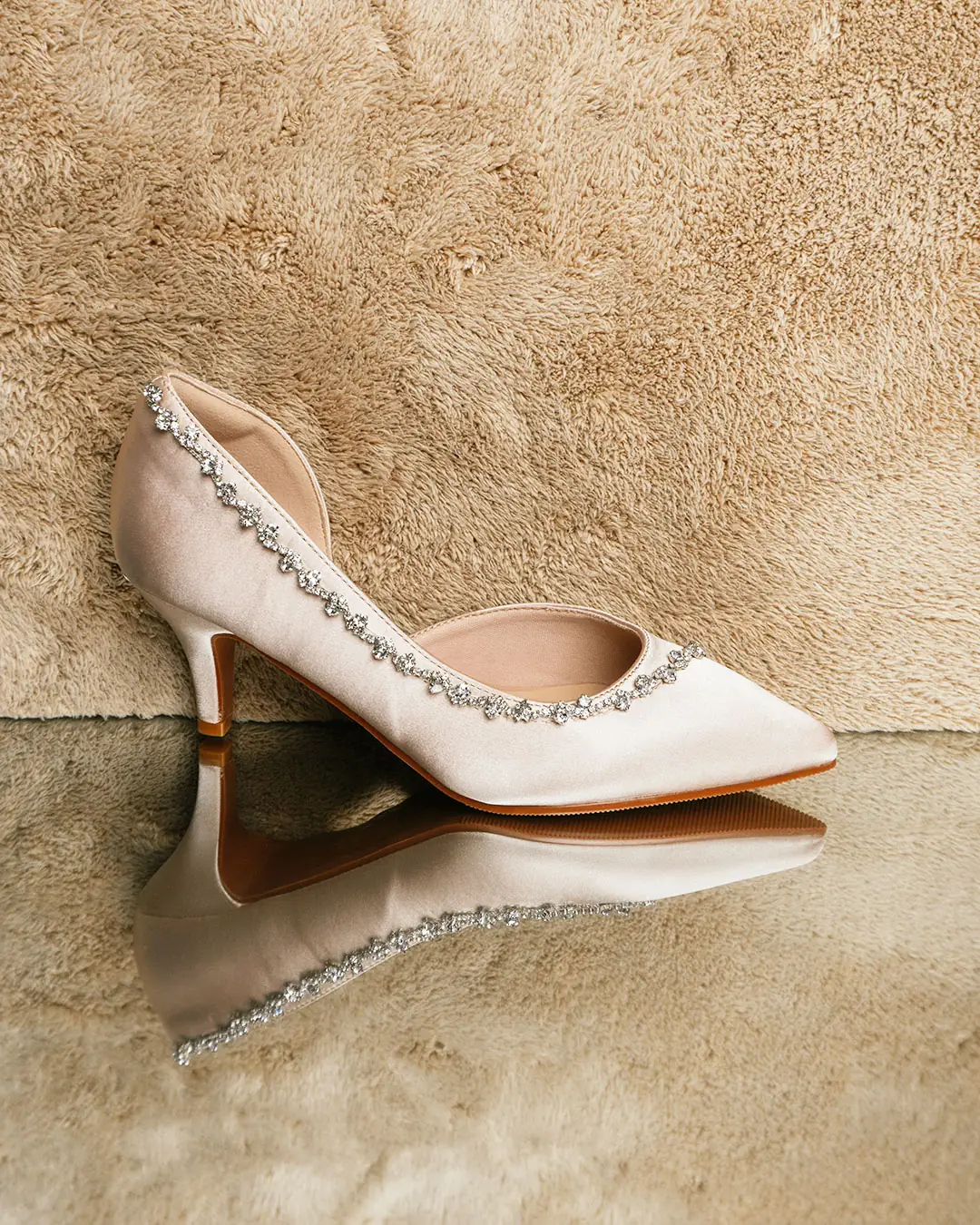My Ballerine Carousel fashion ad: Showcase ad for jewelled satin heels framed like a portrait, frame 1 of 2