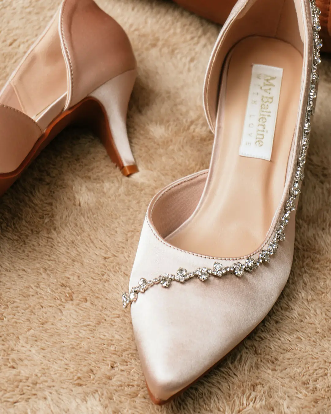 My Ballerine Carousel fashion ad: Showcase ad for jewelled satin heels framed like a portrait, frame 2 of 2