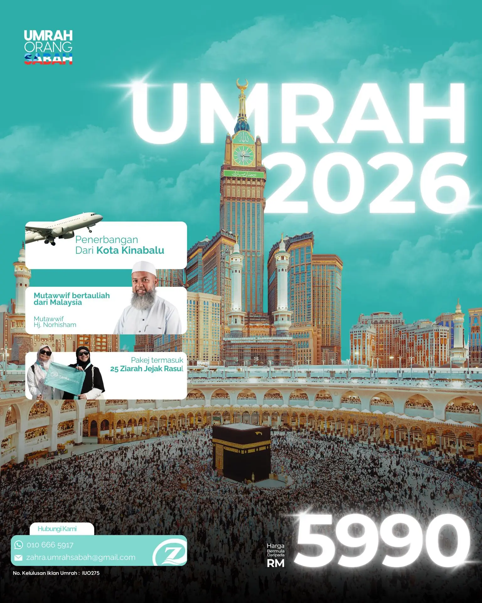 Umrah Orang Sabah Static travel and tourism ad: Announcement ad: Umrah 2026 from Kota Kinabalu, from RM5990
