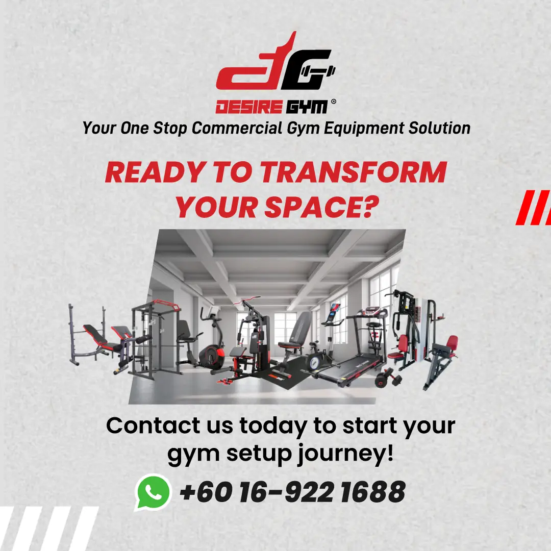 Desire Gym Malaysia Carousel fitness ad: Before-and-after ad for an empty room turned into a fully equipped gym, frame 5 of 5