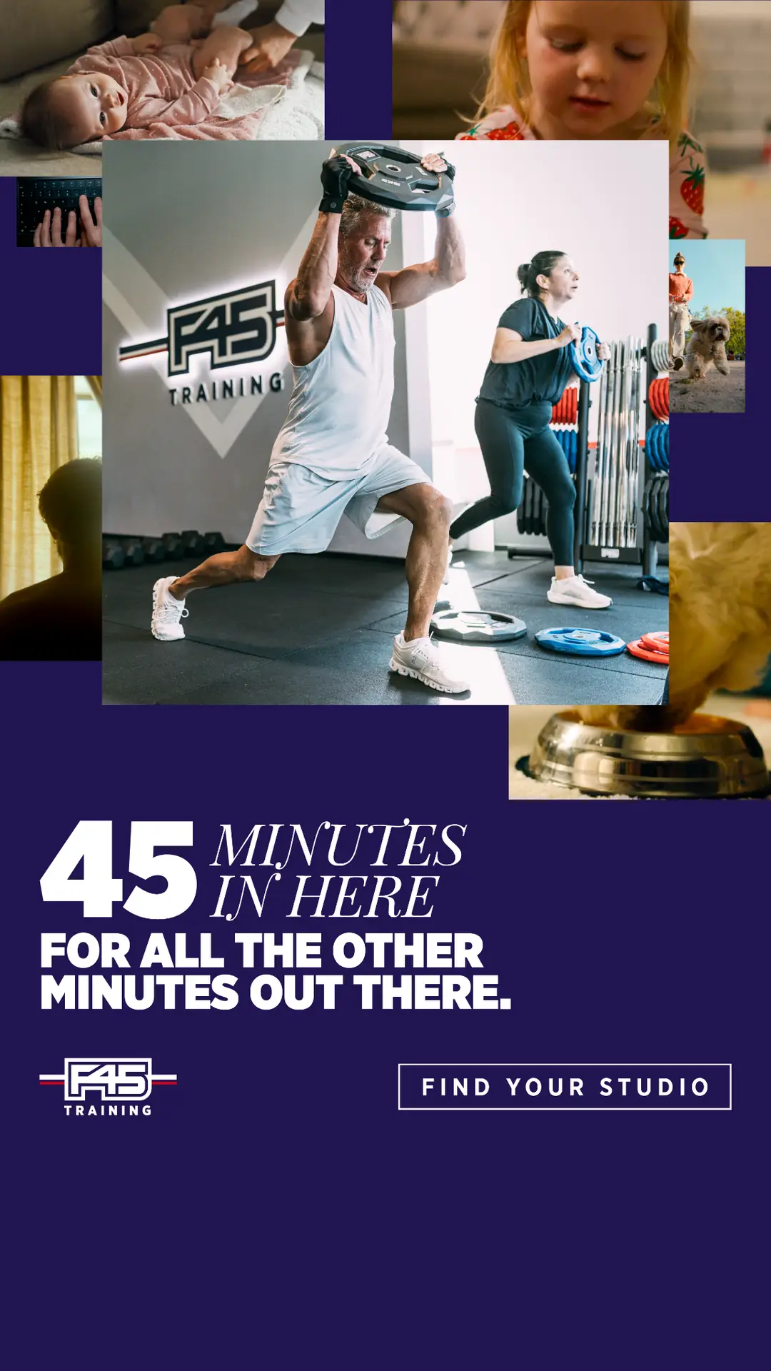 F45 Training Dynamic fitness ad: Lifestyle ad for 45 minutes in here for all the minutes out there