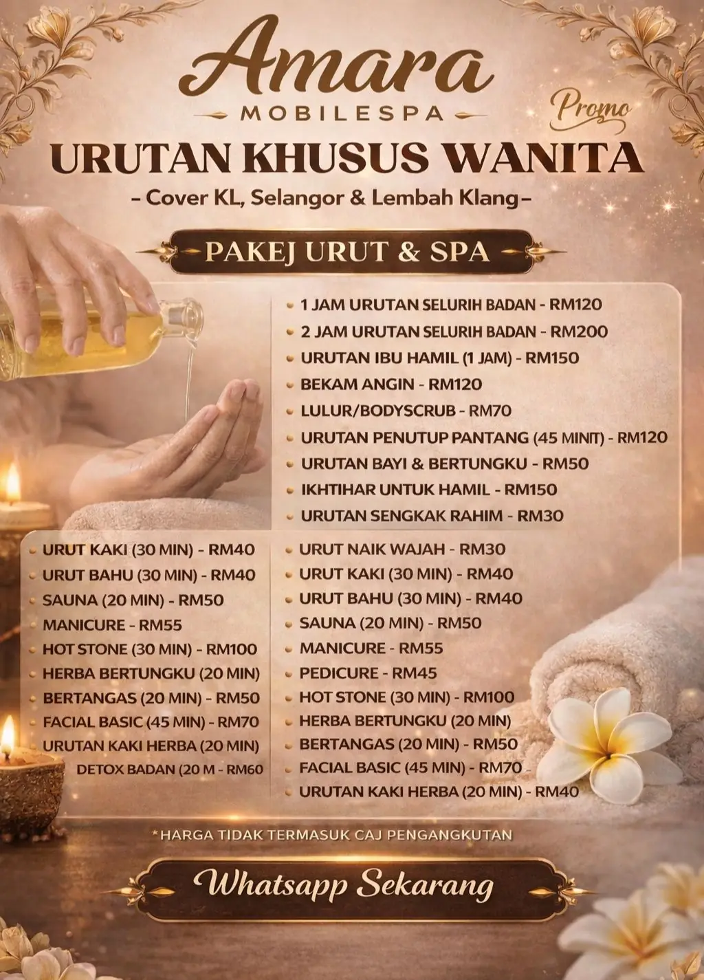 Amara Mobile Spa - HQ Static spa and wellness ad: Showcase ad for urutan khusus wanita