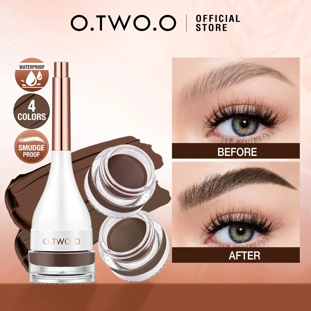 O.TWO.O-Malaysia Dynamic makeup and cosmetics ad: Before-and-after ad for O.TWO.O brow gel shaping fuller brows