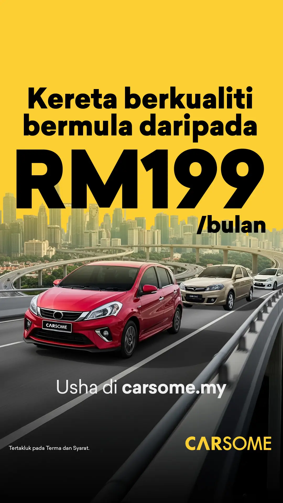 CARSOME Malaysia Static automotive ad: Discount ad for quality used cars from RM199 a month
