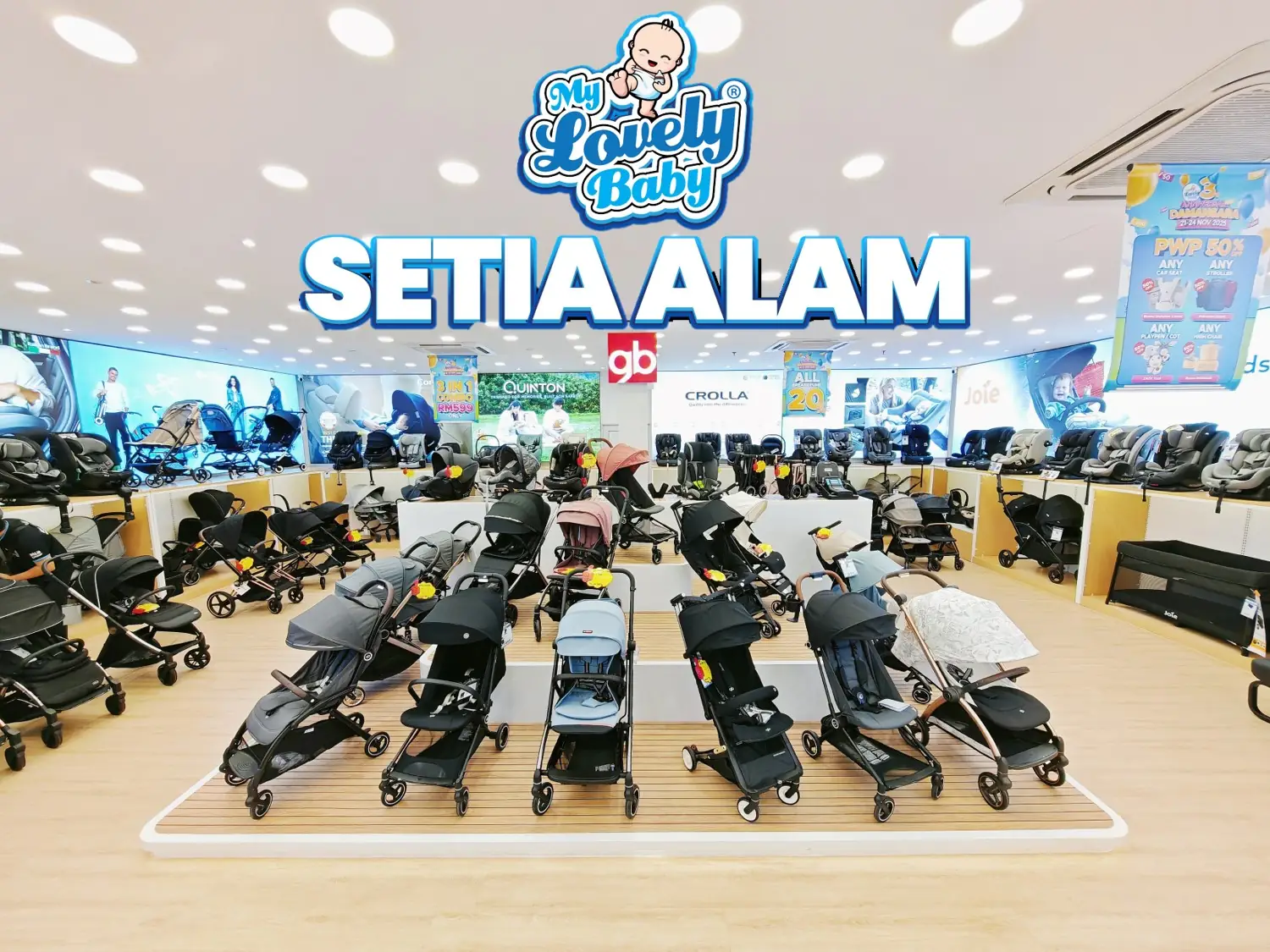 My Lovely Baby Carousel baby care ad: Announcement ad: new Setia Alam baby store with up to 50% PWP deals, frame 1 of 6