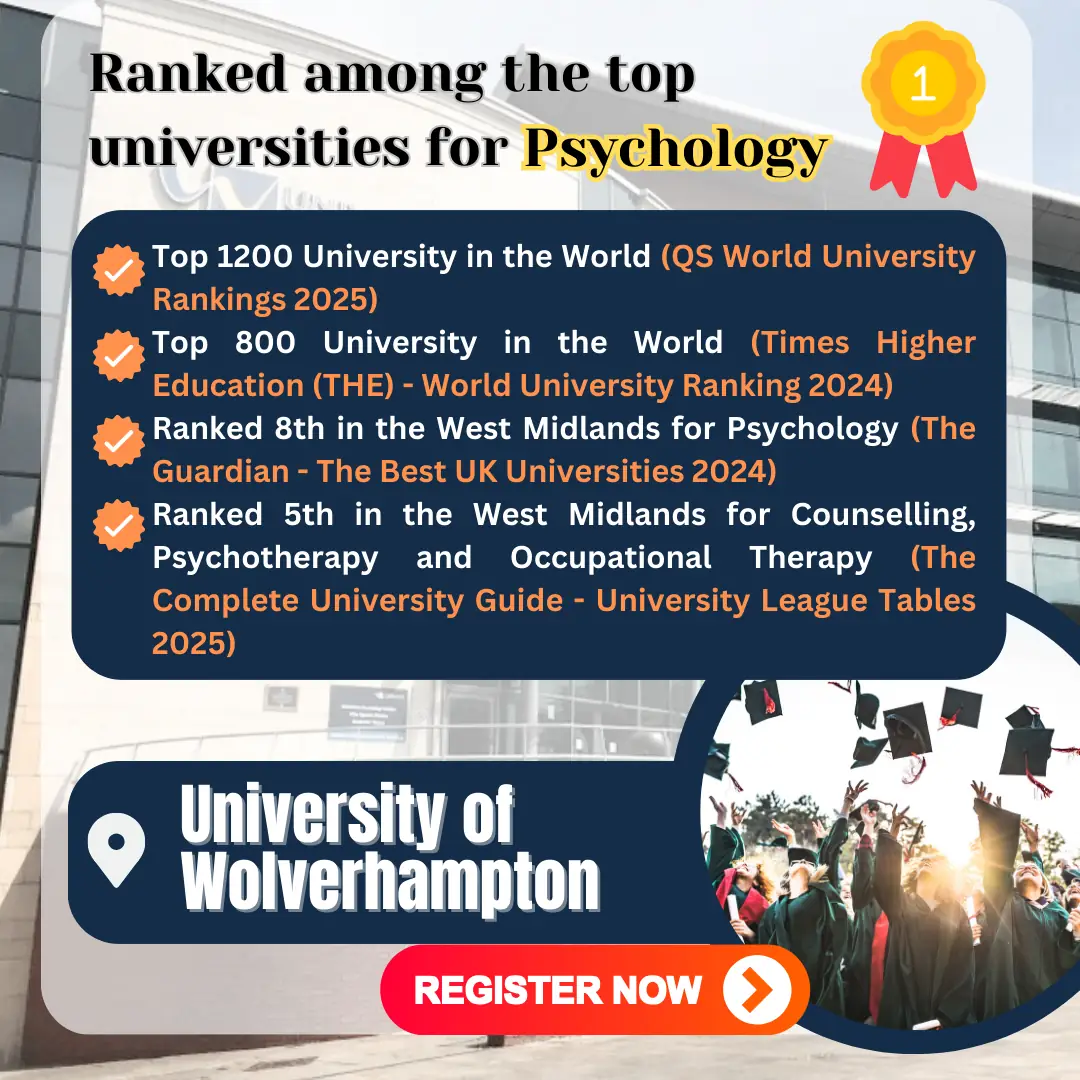 Douglas Business School, Malaysia Carousel education ad: Feature-callout ad for a 100% online MSc in Psychology, no exams, frame 3 of 3