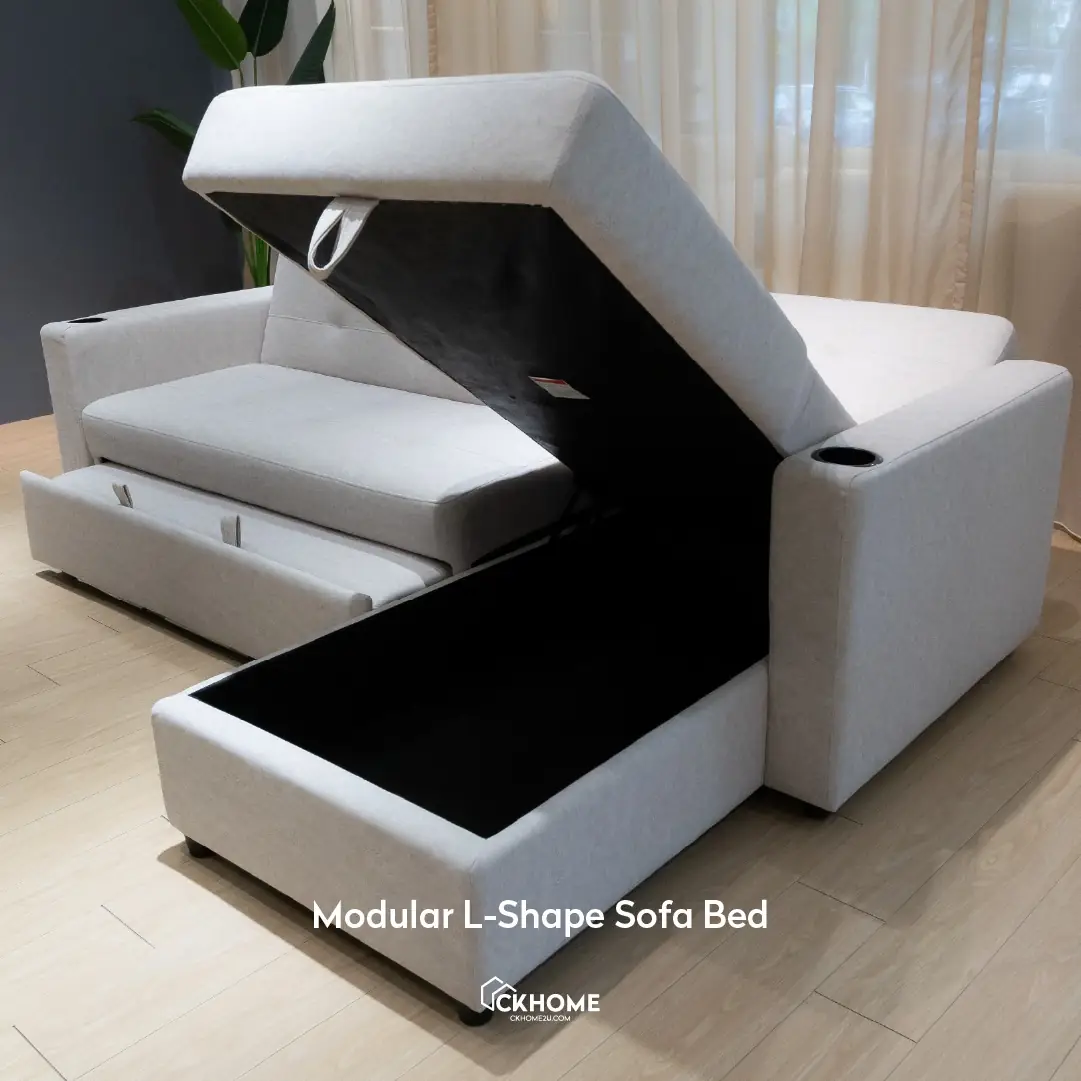 Ckhome2u Carousel home and living ad: Discount ad: Cozy Vault L-shape sofa bed cut to RM2190 with instalments, frame 2 of 6