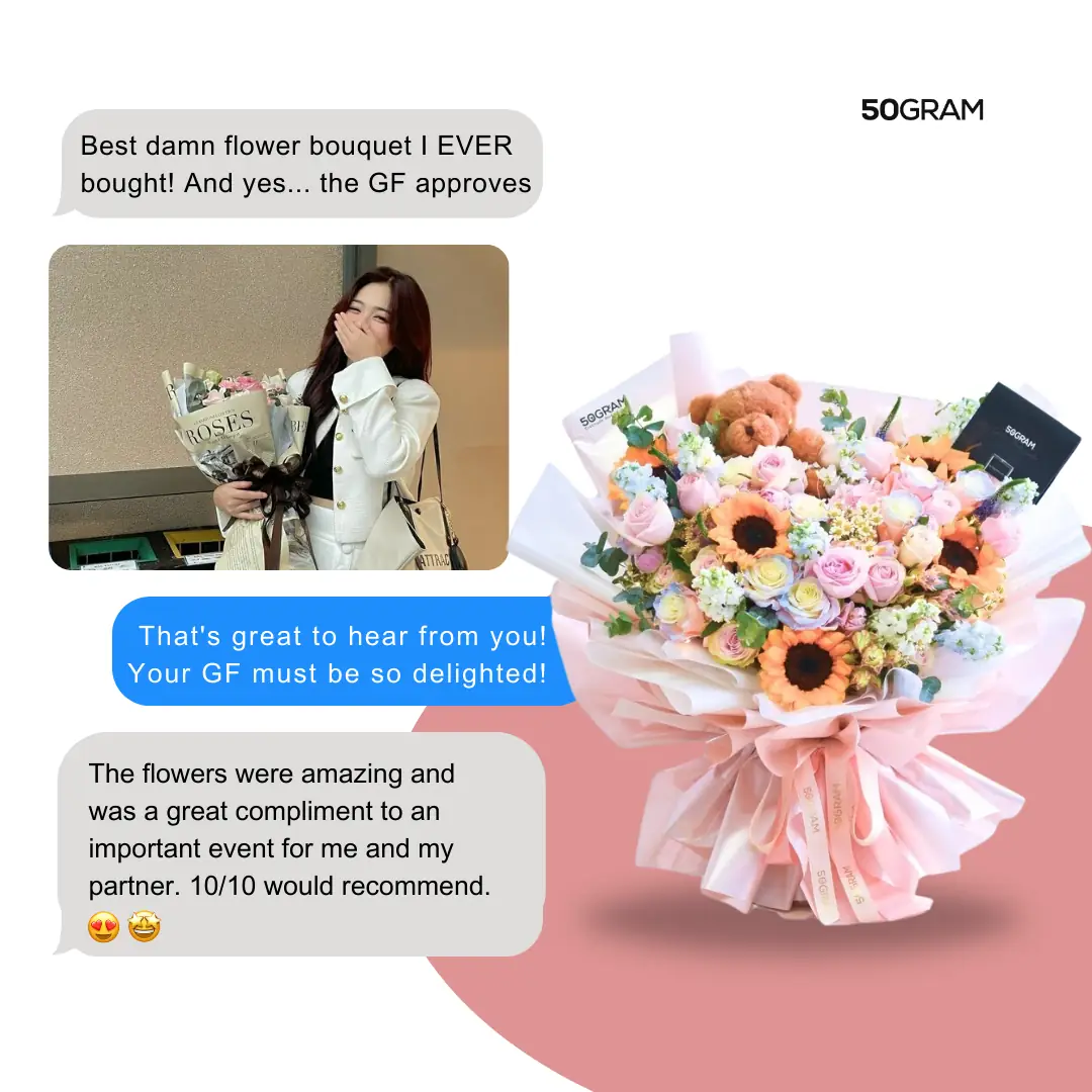 50Gram Static florists and gifting ad: Showcase ad for best damn flower bouquet I EVER bought