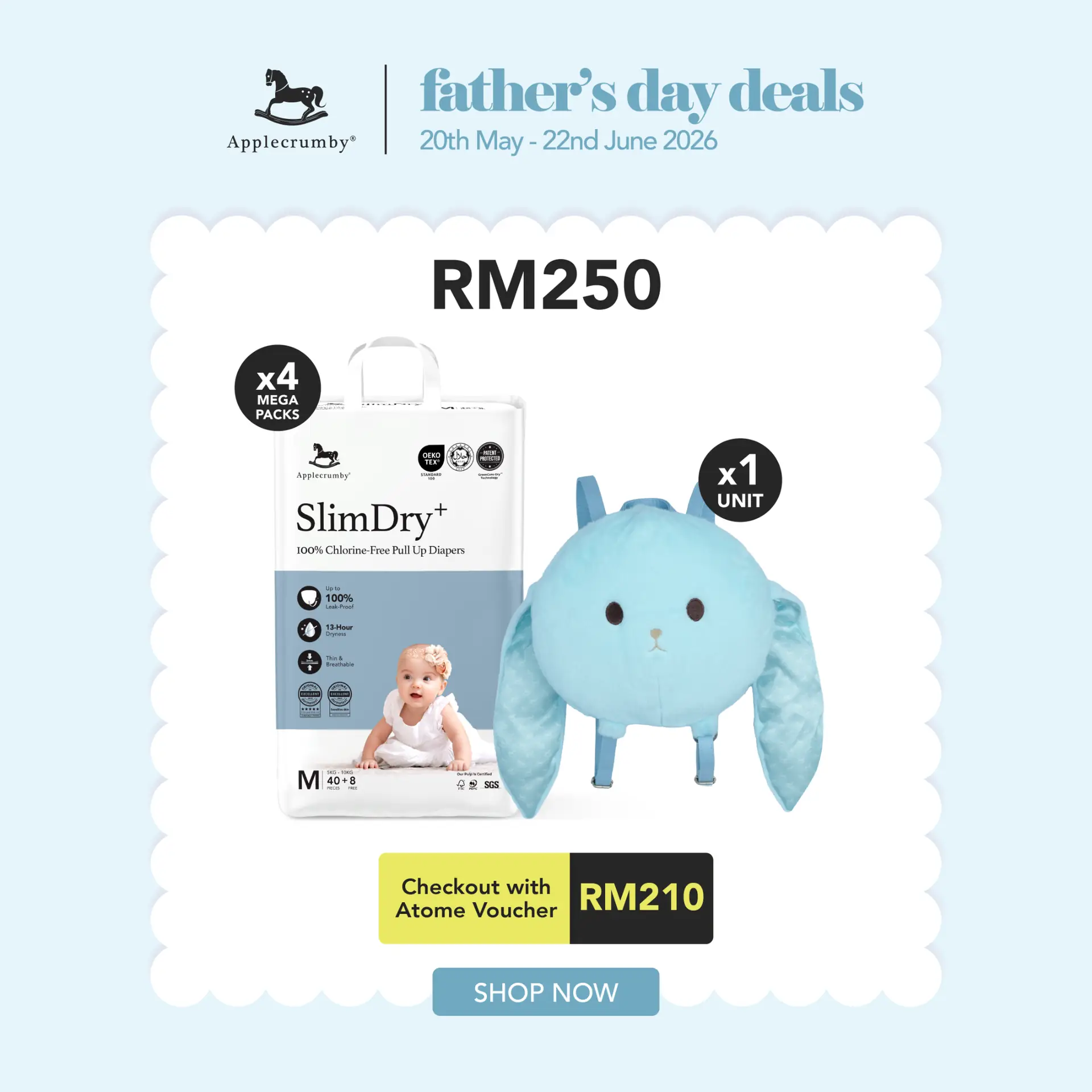 Applecrumby Carousel baby care ad: Discount ad: Father’s Day bundle, RM150 of essentials for RM130, frame 4 of 4