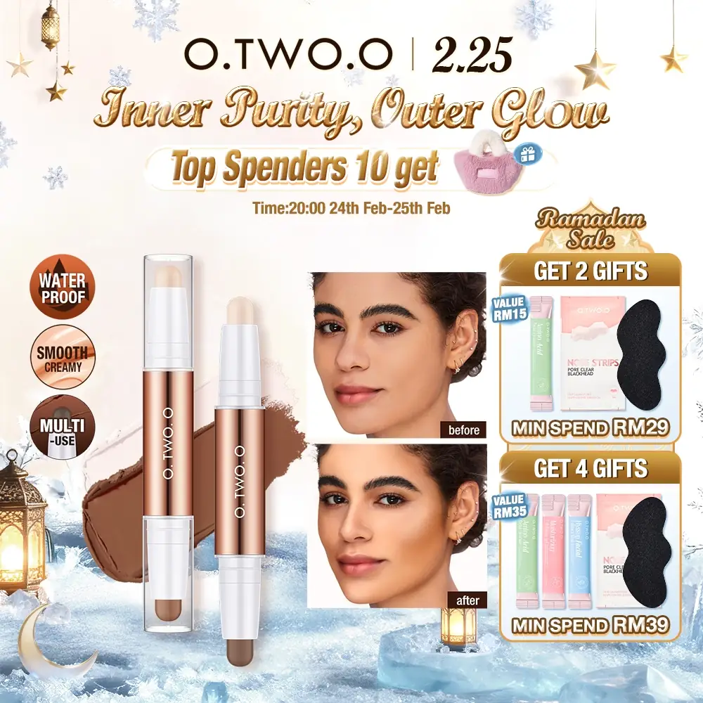 OTWOO-My》 Dynamic makeup and cosmetics ad: Discount ad: Ramadan Sale free gifts on the contour and highlight stick