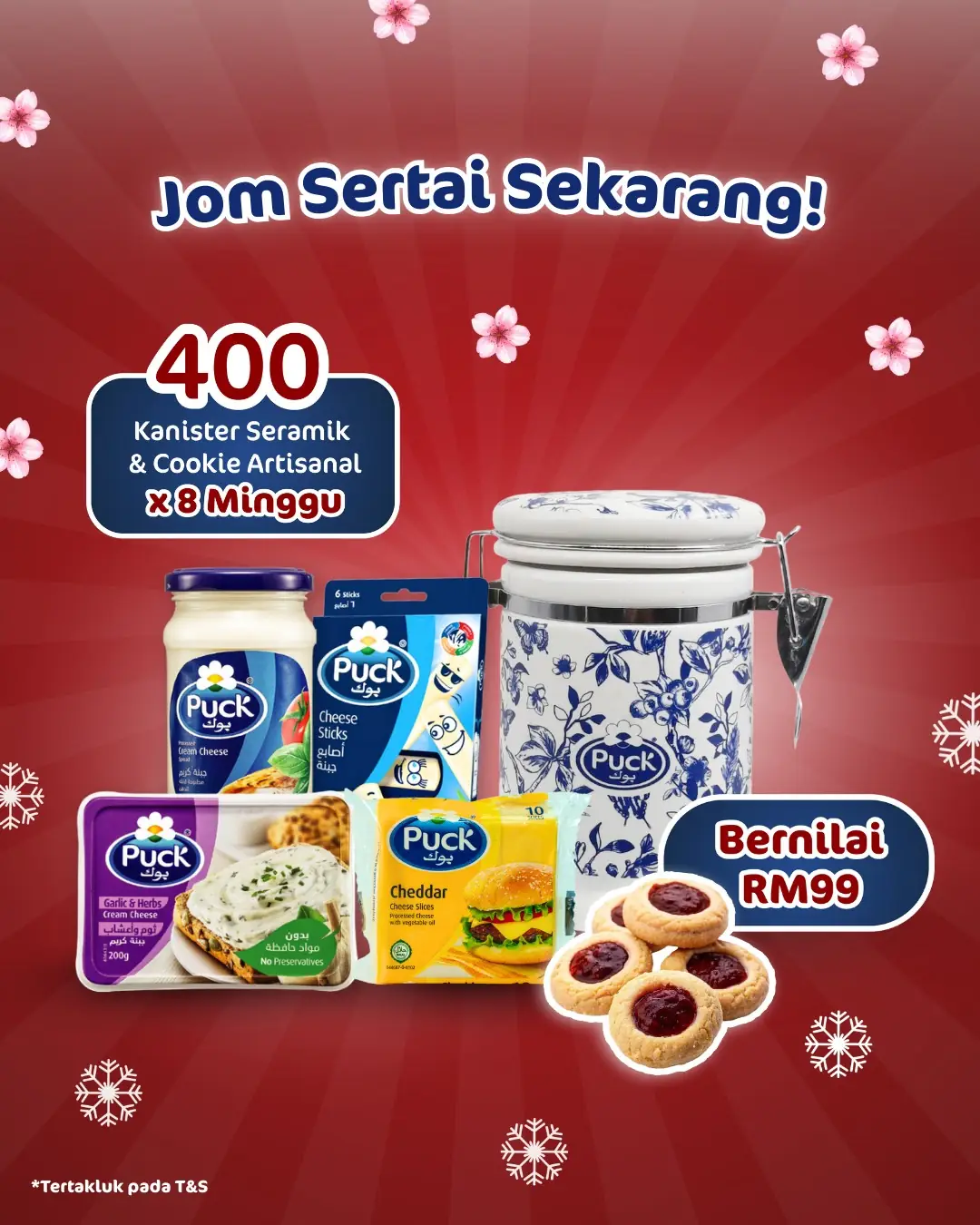 Puck Malaysia Carousel food and beverage ad: Discount ad: spend RM20 on Puck, redeem a festive cookie canister, frame 4 of 4