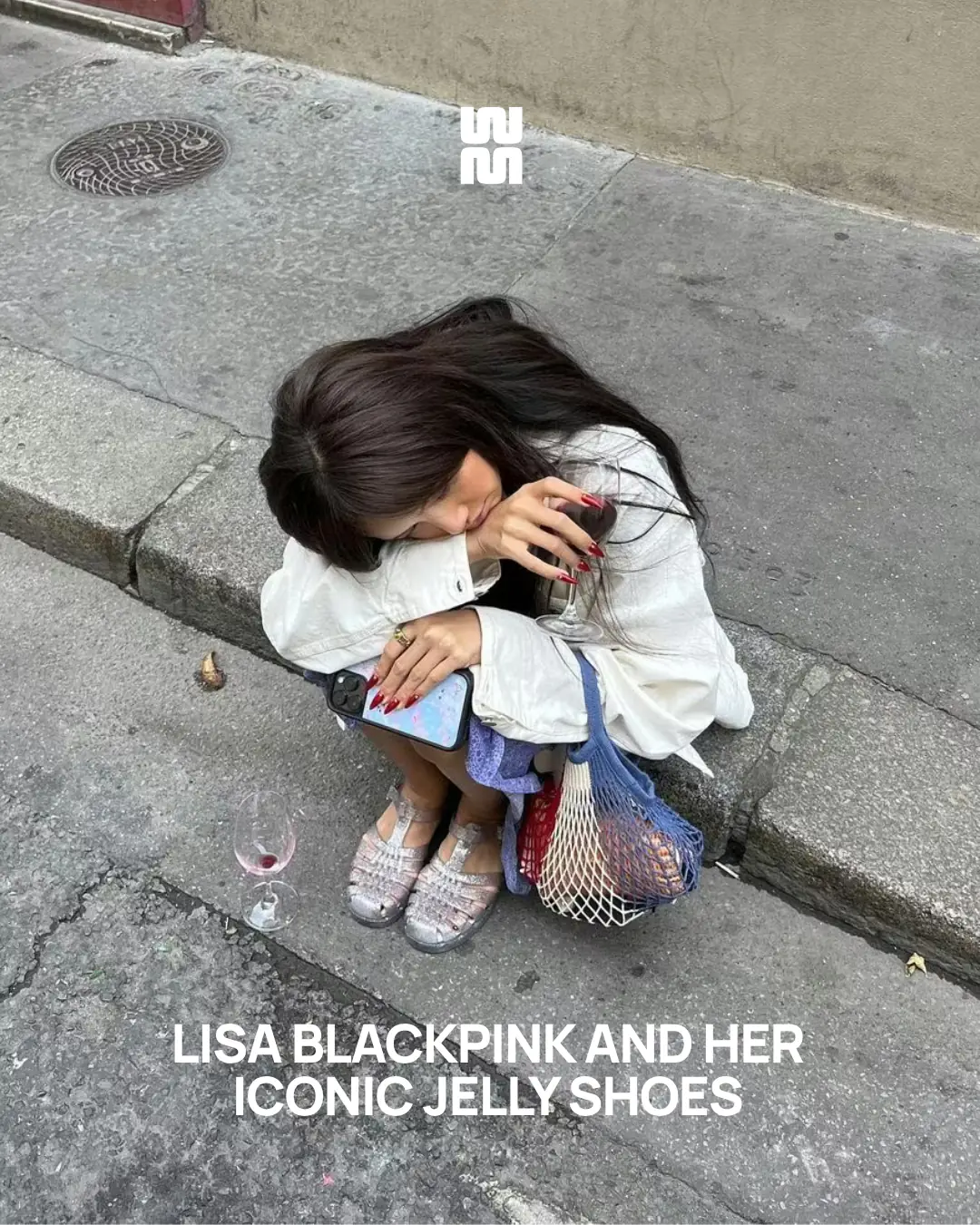 Melissa Carousel fashion ad: Social-proof ad for a K-pop star spotted in the brand’s iconic jelly shoes, frame 1 of 5