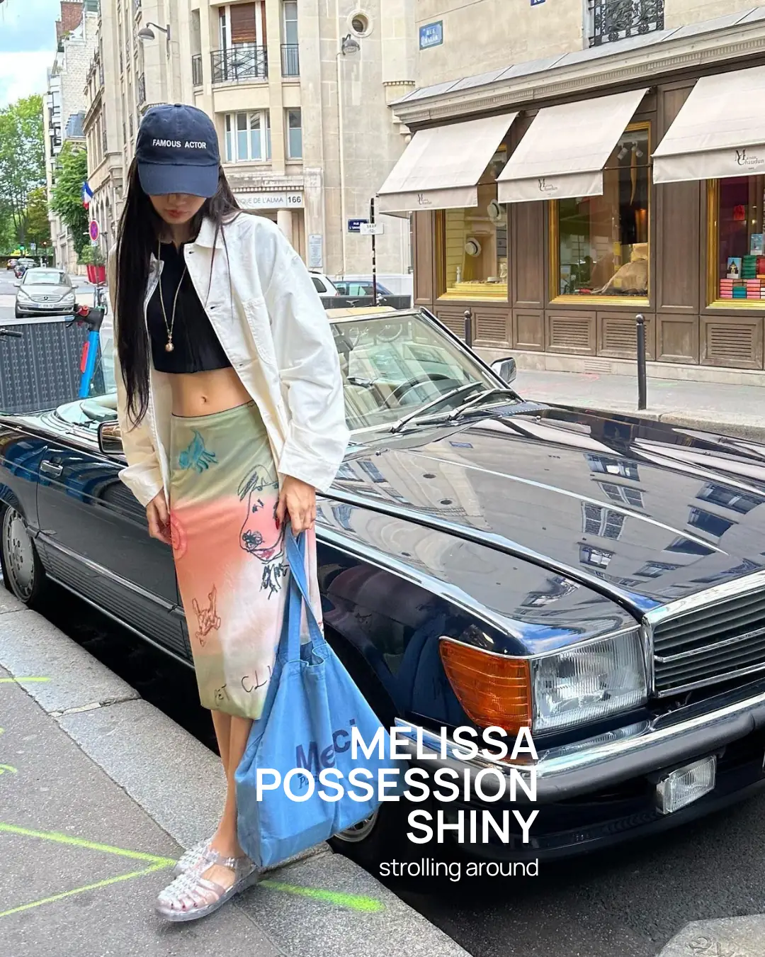 Melissa Carousel fashion ad: Social-proof ad for a K-pop star spotted in the brand’s iconic jelly shoes, frame 3 of 5