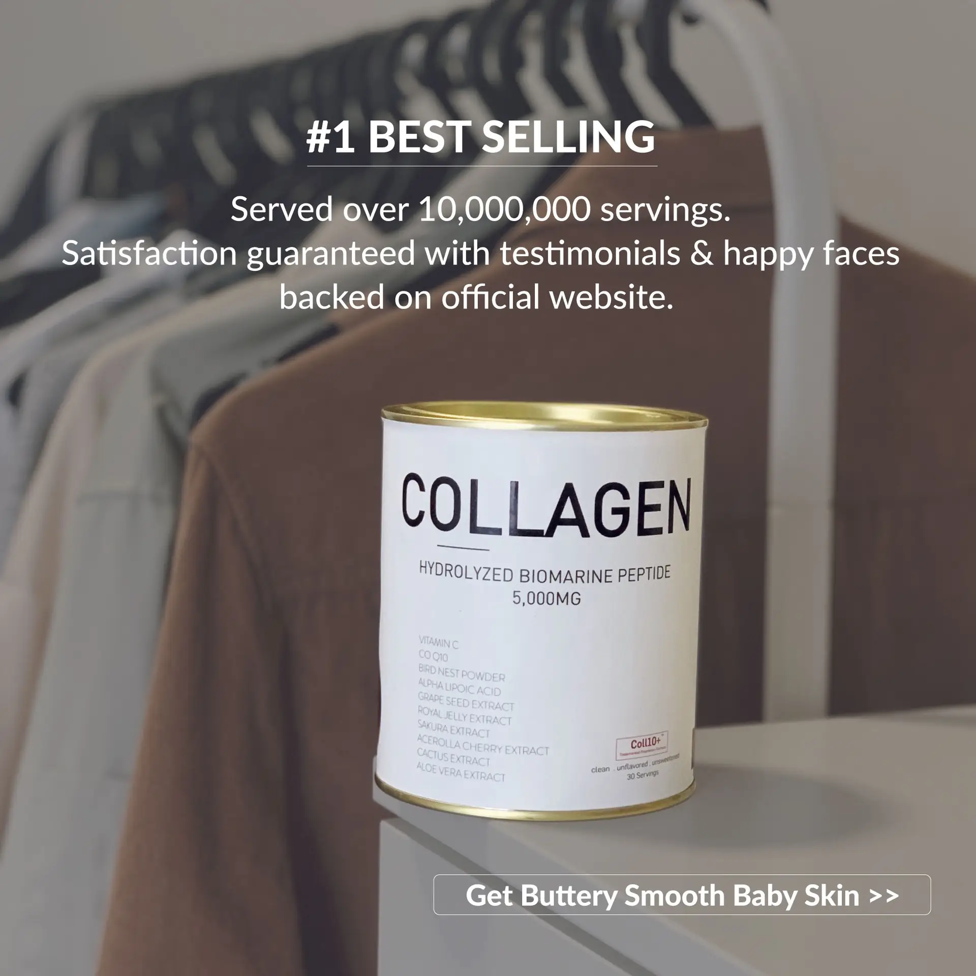 Project B Static supplements ad: Social-proof ad for a bestseller with ten million servings poured