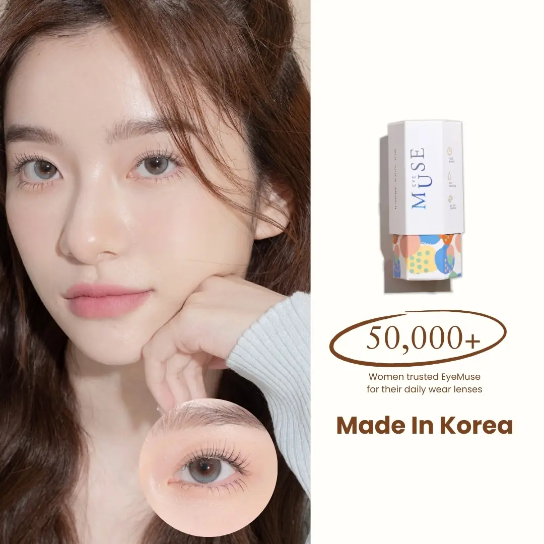 EyeMuse Static makeup and cosmetics ad: Social-proof ad for 50,000+ women trusting EyeMuse daily lenses
