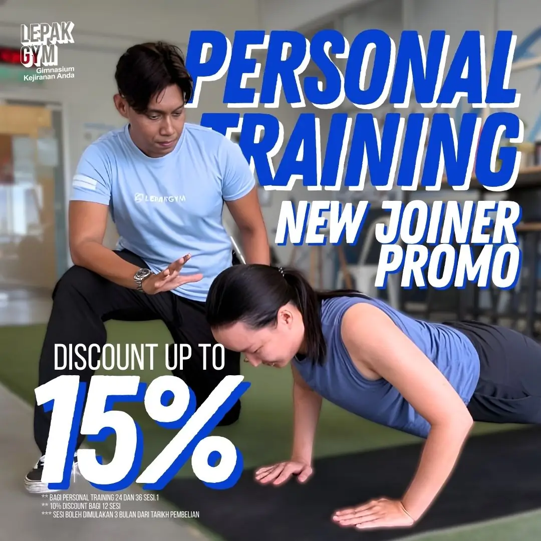 Lepak Gym Carousel fitness ad: Discount ad: 15% off personal training for new joiners, frame 3 of 3