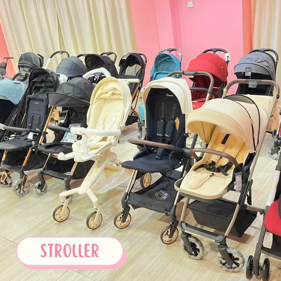Perfect mom N baby Carousel baby care ad: Showcase ad for a store wall stacked with car seats from every brand, frame 2 of 6