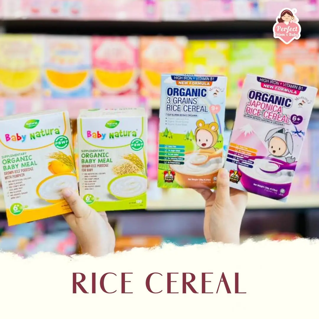 Perfect Mom & Baby Carousel food and beverage ad: Showcase ad for a range of organic baby rice cereals, frame 1 of 6