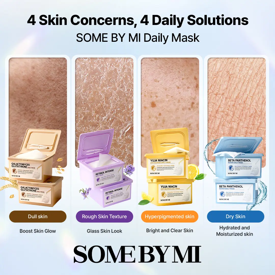 Somebymi Static skincare ad: Comparison ad for matching four masks to four skin concerns
