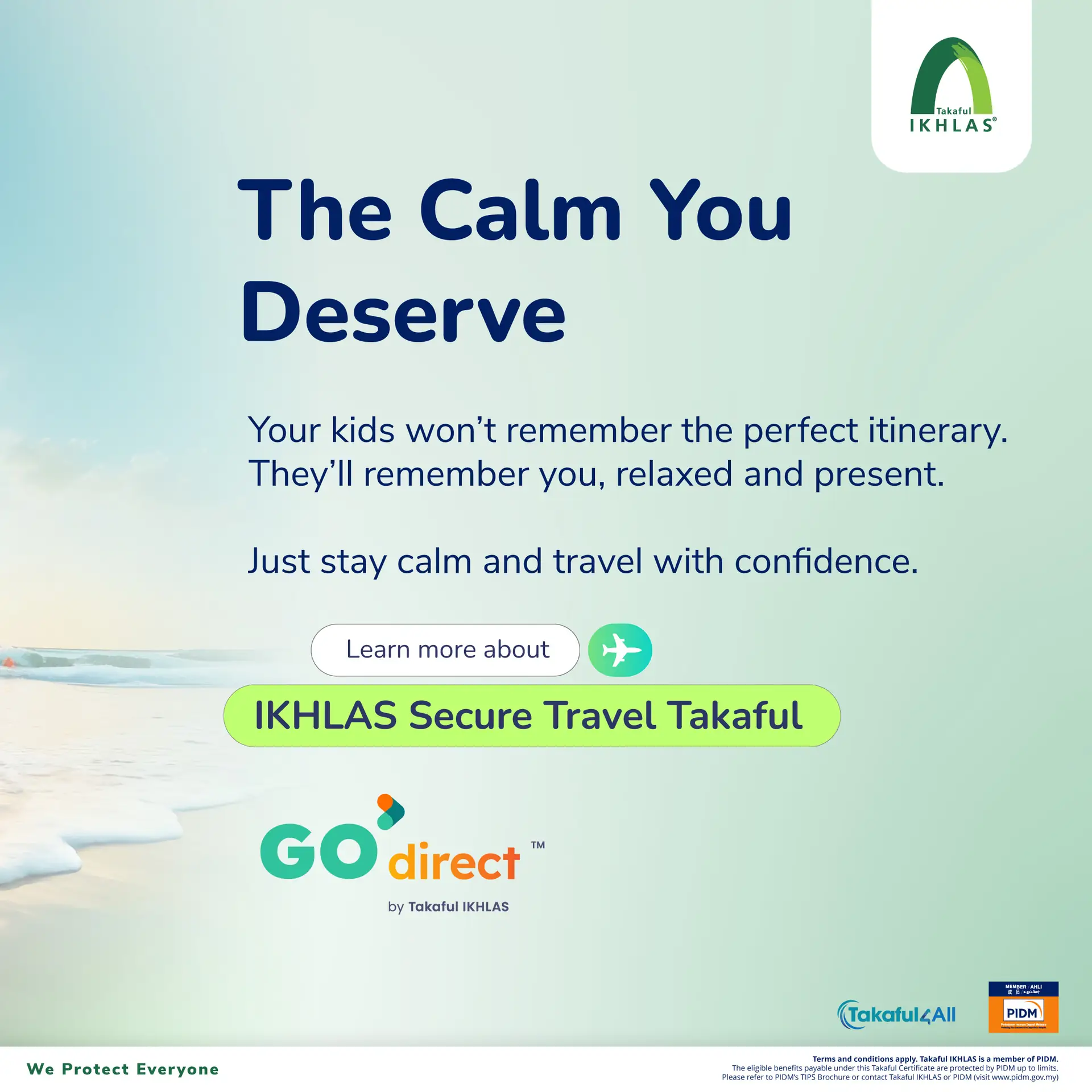 Takaful IKHLAS Carousel takaful and insurance ad: Lifestyle ad for stress-free family travel covered by takaful, frame 5 of 5