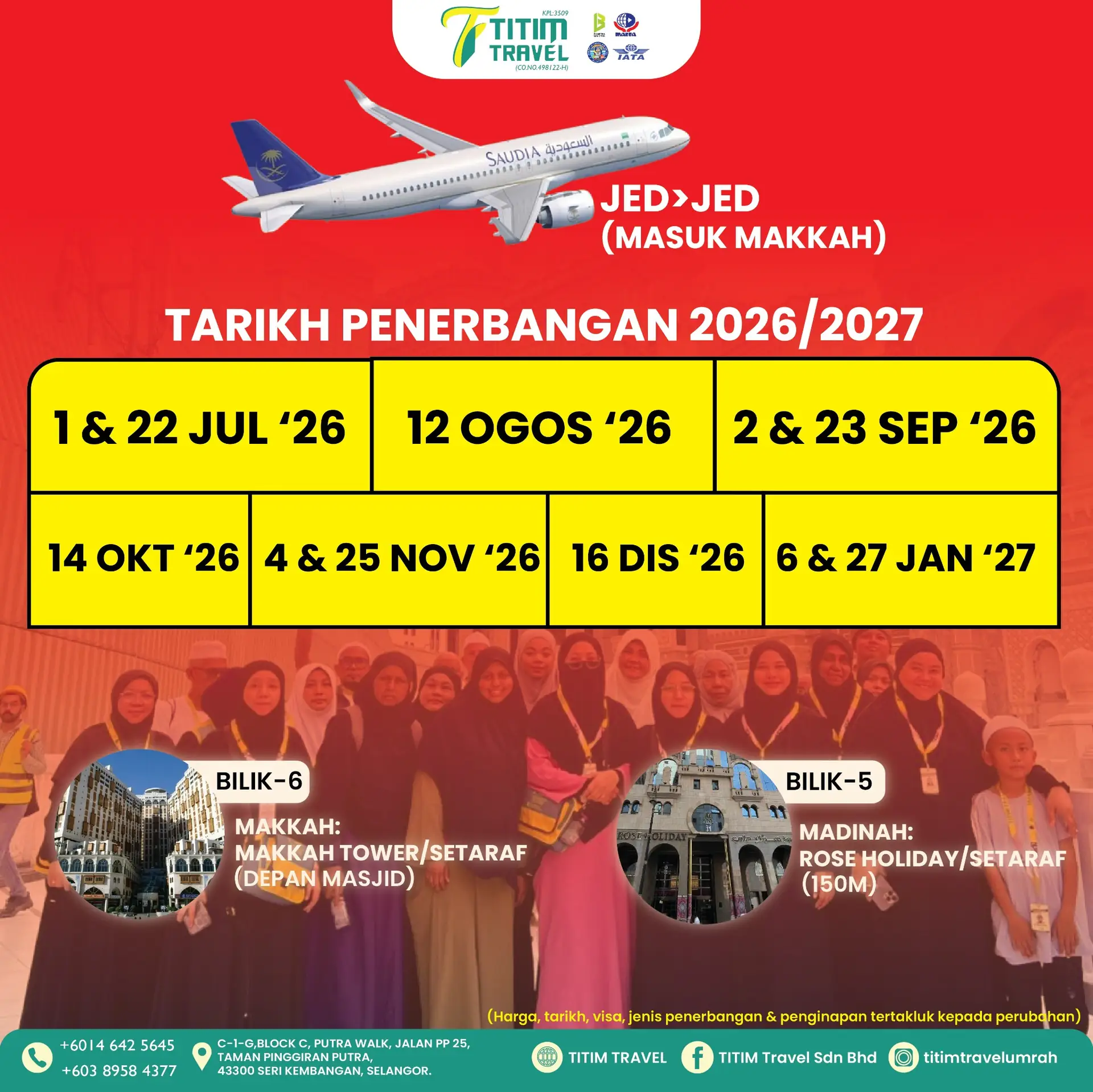 TITIM Travel Sdn Bhd Carousel travel and tourism ad: Curiosity-hook ad for front-of-mosque Umrah hotel at RM5,050, really?, frame 2 of 3