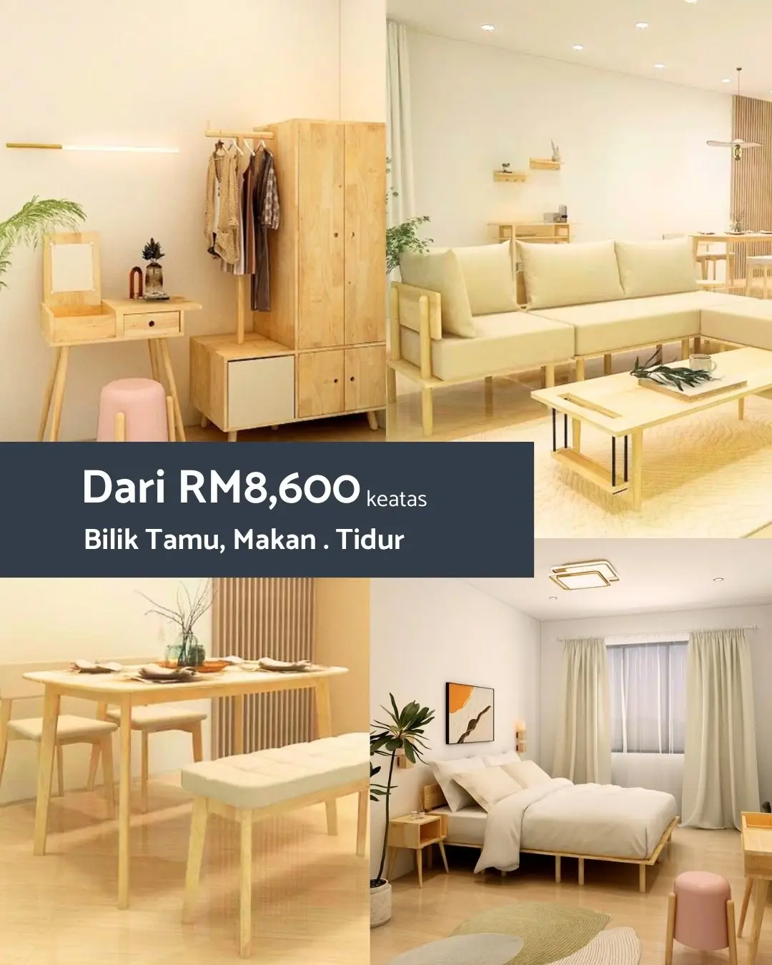 Natural Signature MY Carousel home and living ad: Showcase ad for a full-house solid wood furniture package from RM8,600, frame 1 of 6