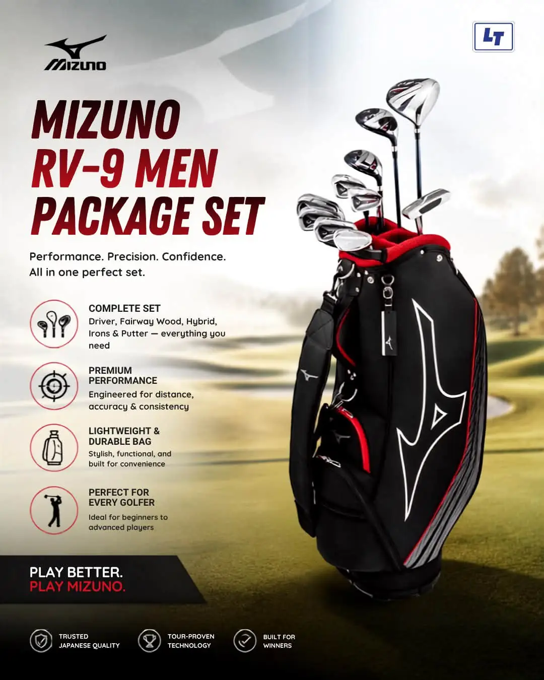 LT Golf Shop Sdn Bhd - 201501026880, 1152204-V Carousel sports and outdoor ad: Showcase ad for mizuno rv-9 men package set
