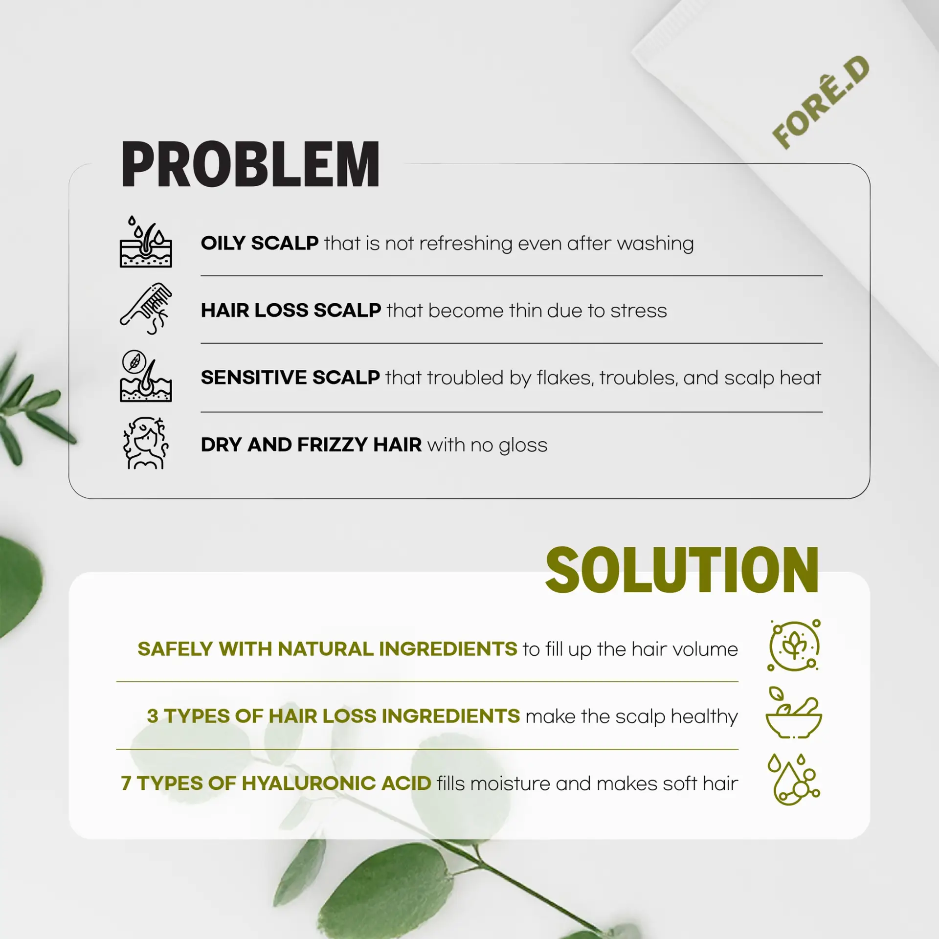 Dr. Scalp MYSG Carousel hair care ad: Feature-callout ad for a natural scalp shampoo that nourishes and calms irritation, frame 2 of 4