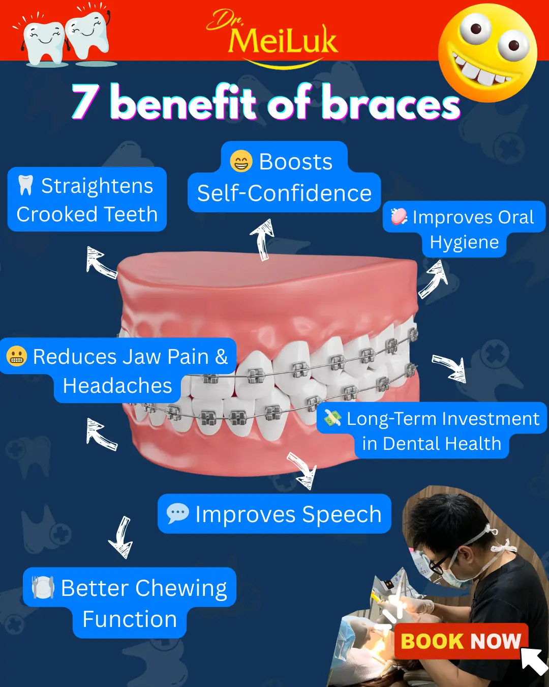 Dr MeiLuk Dental Clinic Dynamic dental clinics ad: Showcase ad for 7 benefit of braces