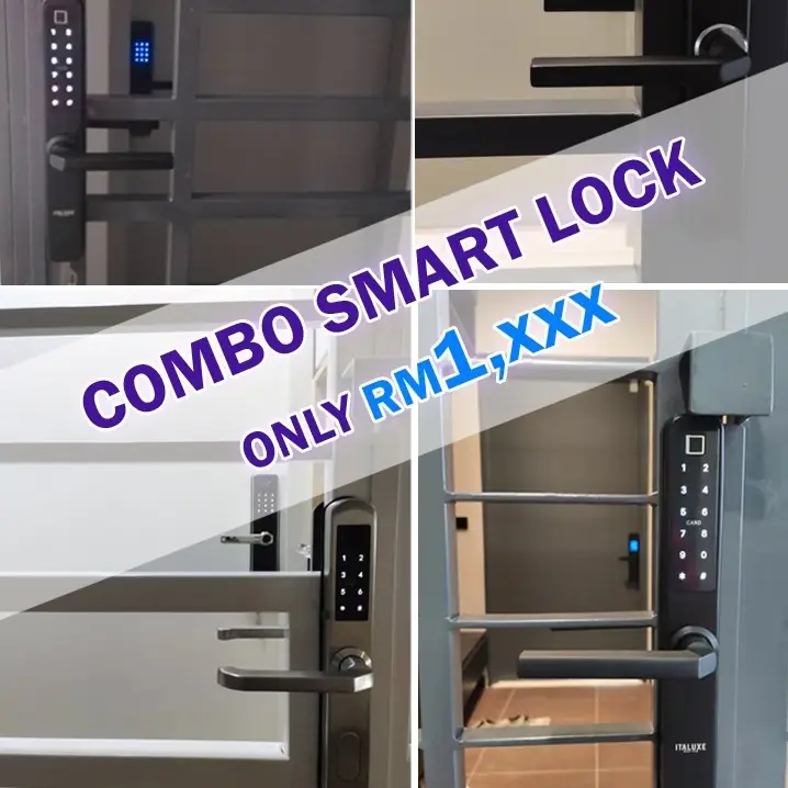 Smart Home Malaysia Static electronics ad: Showcase ad for combo smart locks installed on wood and metal doors