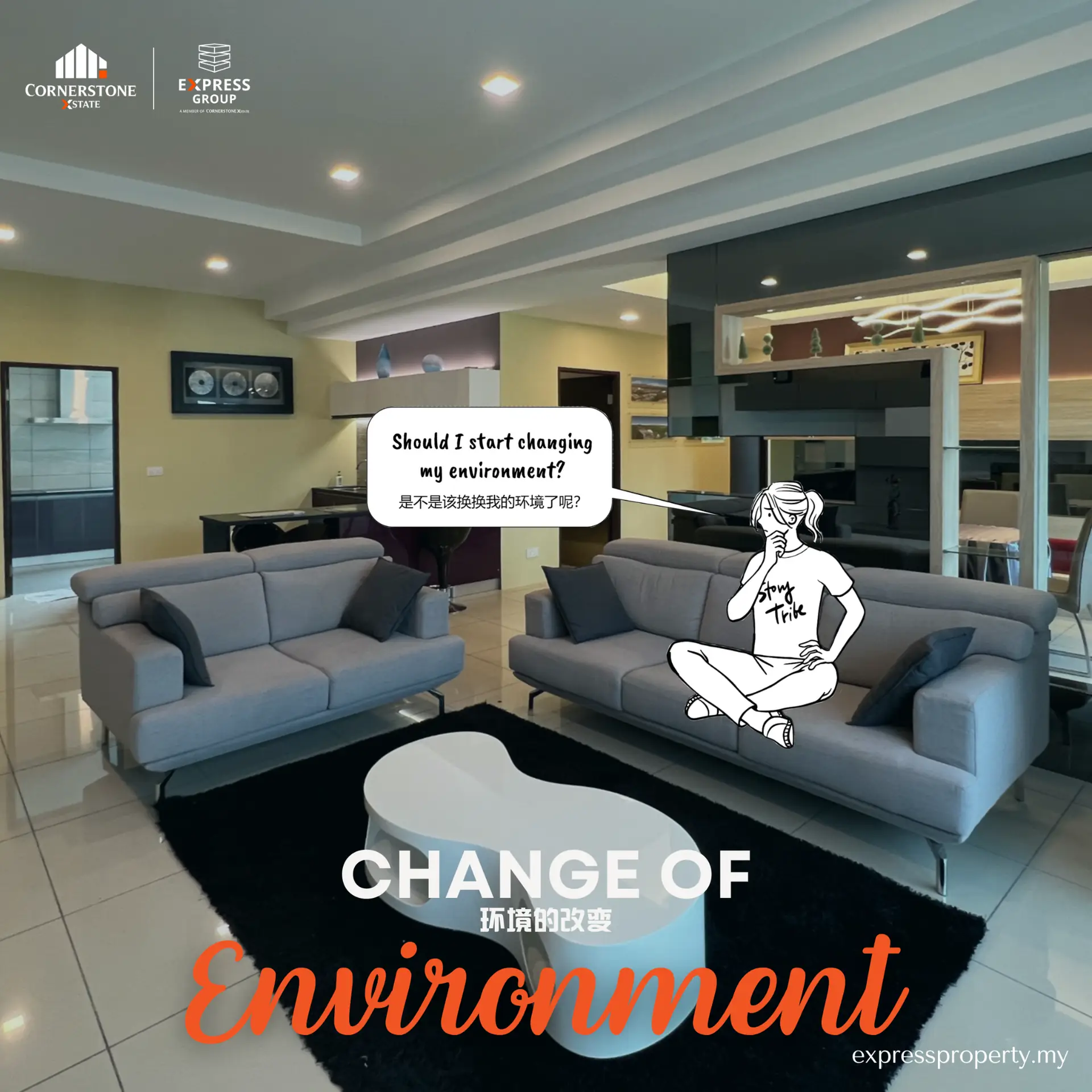 Express Property Management and Services Miri Carousel property ad: Curiosity-hook ad: why sell your house? Express handles the whole sale, frame 2 of 5