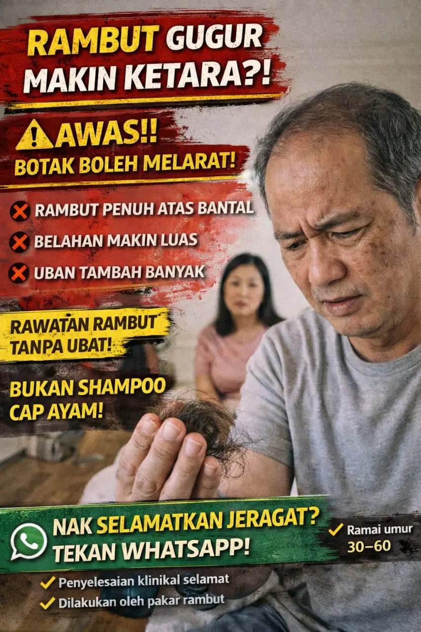 Dahlia Wellness Temerloh Static hair care ad: Problem-solution ad for a widening parting and fistfuls of shed hair