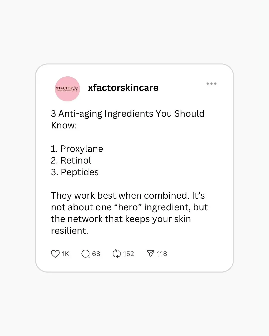 X’Factor Skincare Carousel skincare ad: Curiosity-hook ad for what no one tells you about anti-aging, frame 5 of 6
