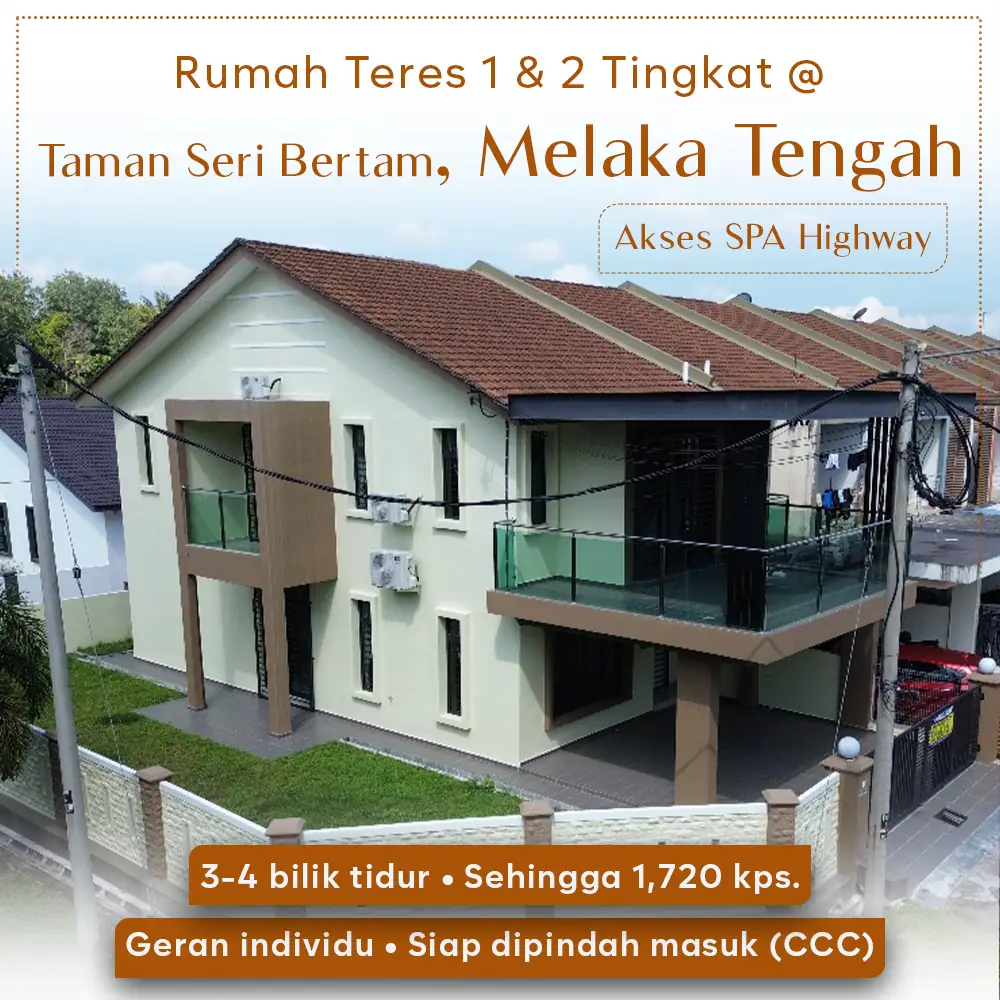 New Property? NuProp Static property ad: Showcase ad for move-in-ready terrace houses in Taman Seri Bertam, Melaka