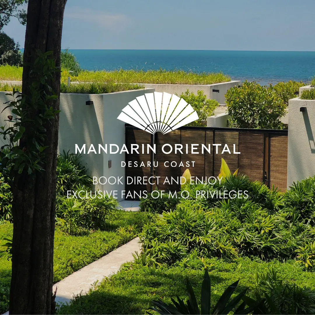 Mandarin Oriental, Desaru Coast Carousel travel and tourism ad: Showcase ad for Desaru Coast seaside villas with book-direct privileges, frame 1 of 5