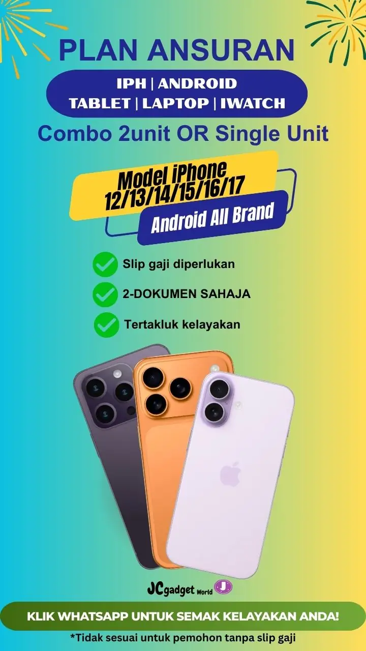 Jc Gadget World Wholesale & Retail Bukit Sentosa Dynamic electronics ad: Discount ad for buying your phone on easy installments with two documents