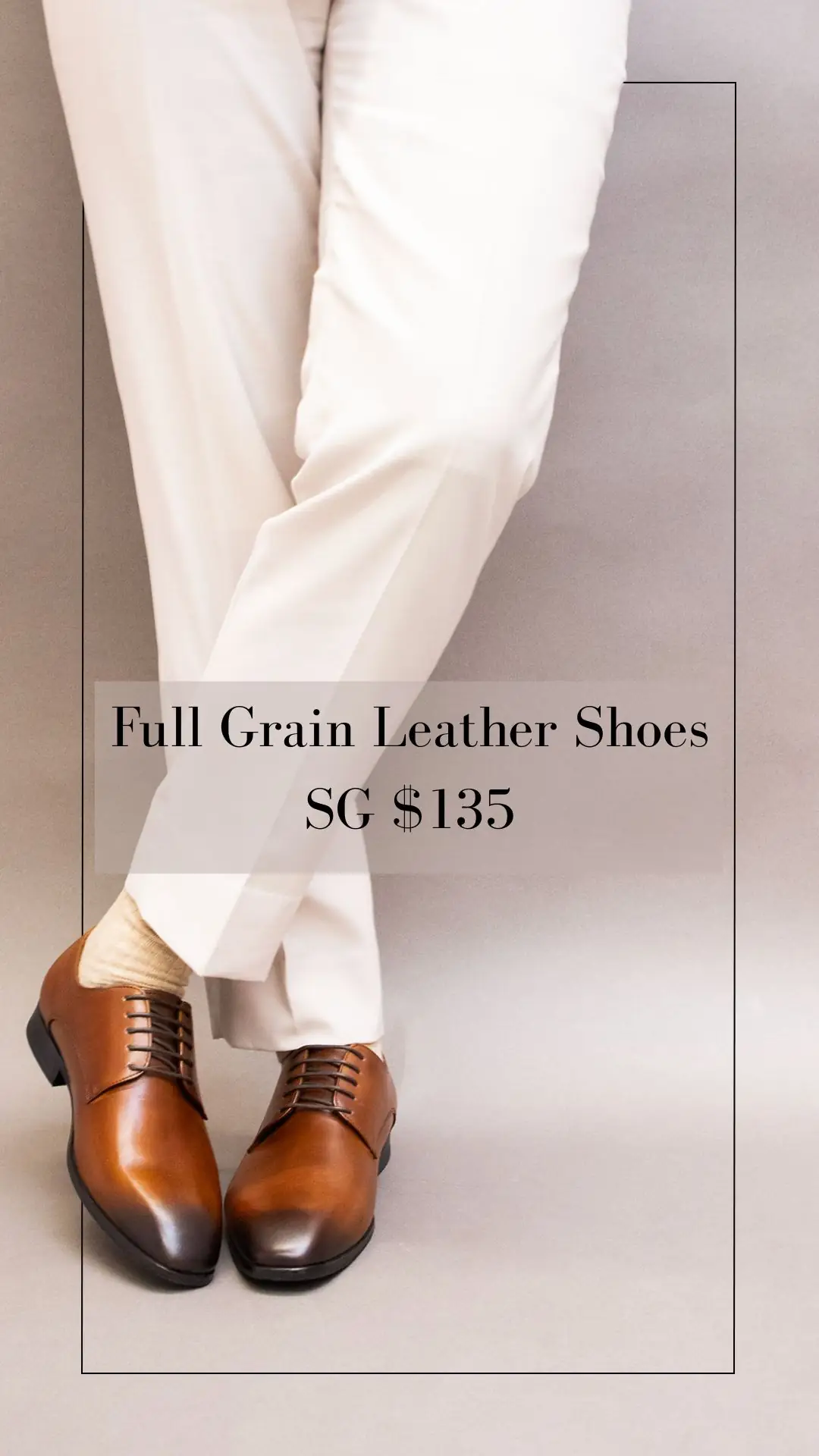 Arden Teal Static fashion ad: Showcase ad for full-grain leather dress shoes at SG$135