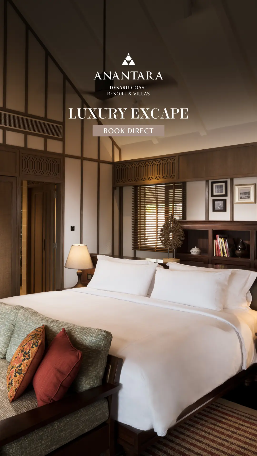 Anantara Desaru Coast Resort & Villas Dynamic travel and tourism ad: Showcase ad for a luxury escape suite at Anantara Desaru Coast, book direct