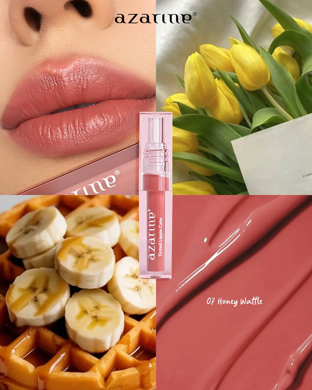 Azarine Cosmetic Malaysia Carousel makeup and cosmetics ad: Showcase ad for the Tinted Lippie Cake shade 01 Cream Puff, frame 4 of 4